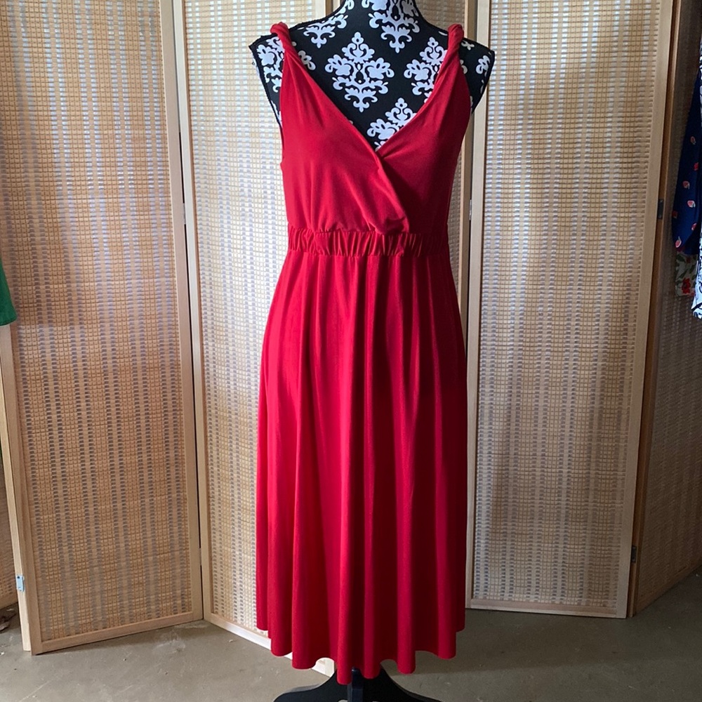 Bright red dress! Knee length